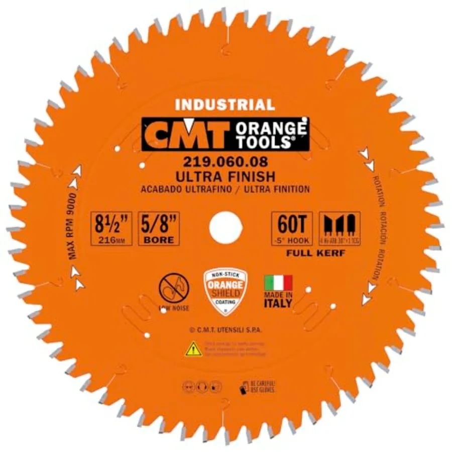 

CMT 219.060.08 Industrial Sliding Compound Miter and Radial Saw Blade 8-1/2-Inch x 60 Teeth 4 Hi-ATB 30°+ 1 TCG with 5/8-Inch B