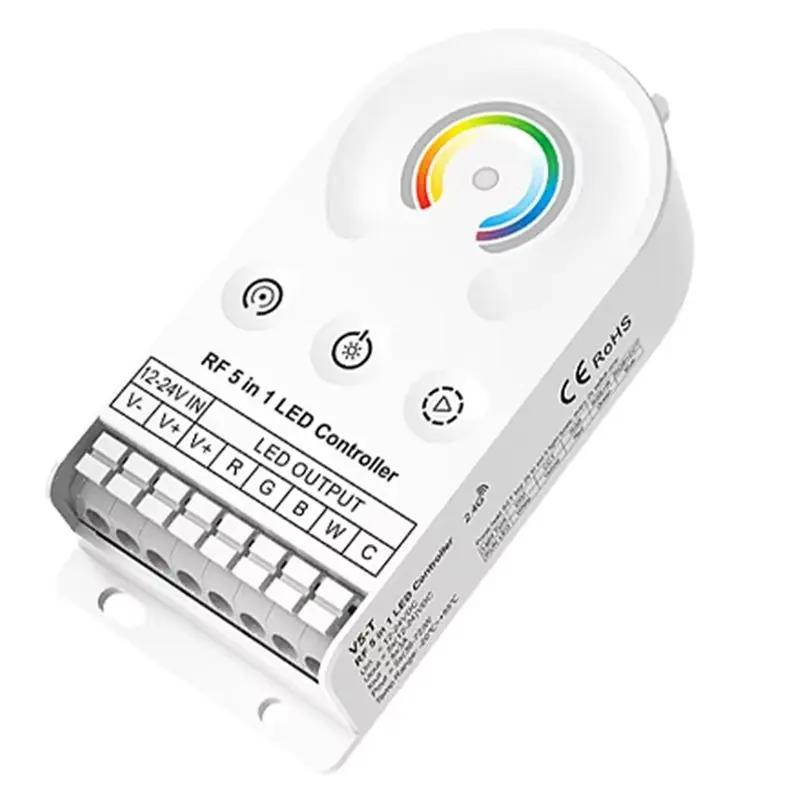 ABVJ-Tuya WIFI V5-T DC12V 24V 5-In-1 CV LED Controller 5Chx3a CCT RGB RGBW RGBCCT Dimmer Touch Switch LED Strip ( RF )
