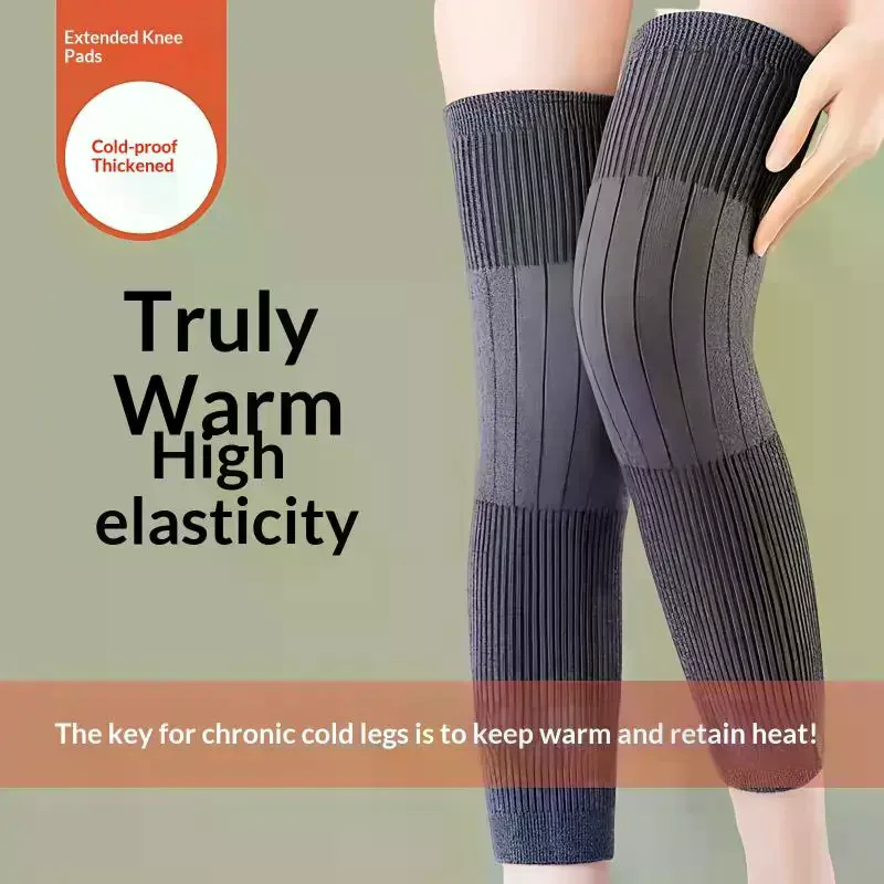 1 Pair Thick Warm Wool Kneepad Leg Guard Cashmere Knee Protector Windproof Coldproof Leg Warmers Women Men KneeCap Leg Sleeves