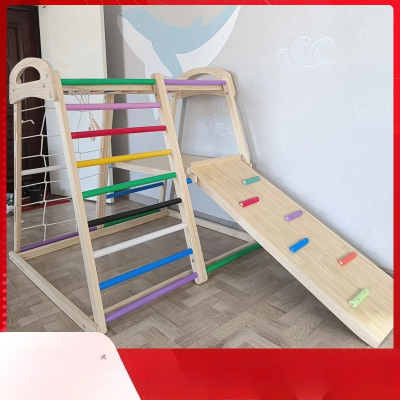 Children's indoor climbing toy rack, wooden climbing frame for hand and foot exercise