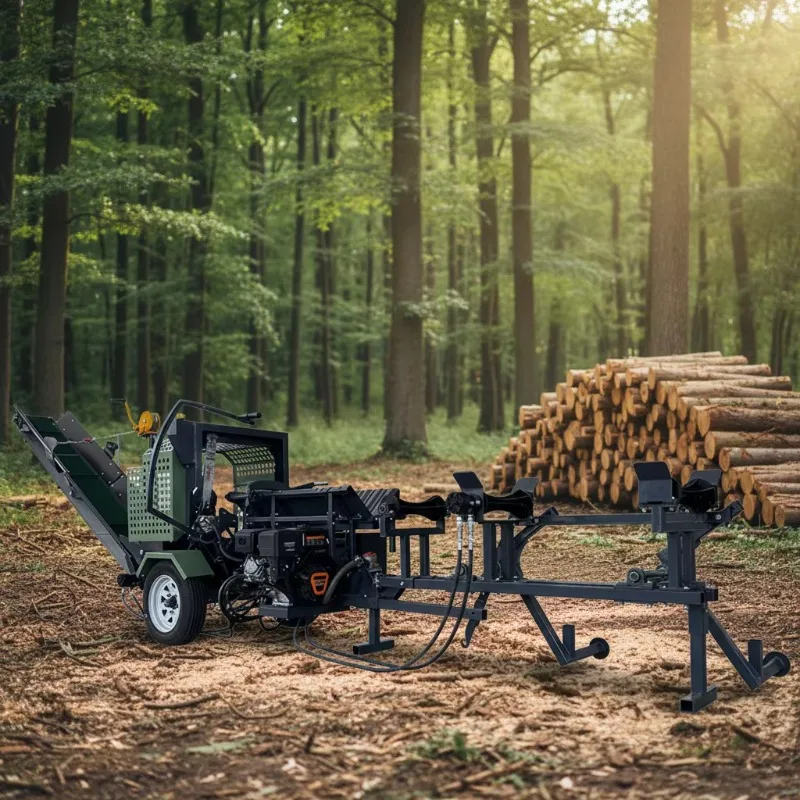 Customized Hot-Selling 15T Portable Firewood Processor Log Splitter With Bearing Mini Wood Shredder Mobile Machine