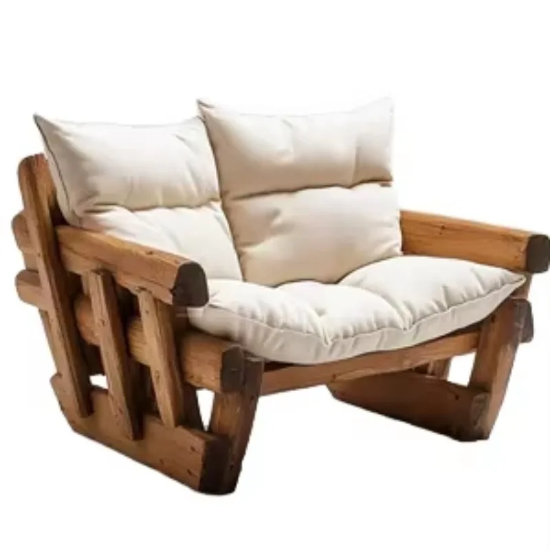 Modern wooden sofa chair with hotel-style backrest, simple solid natural furniture, suitable for home office bedrooms