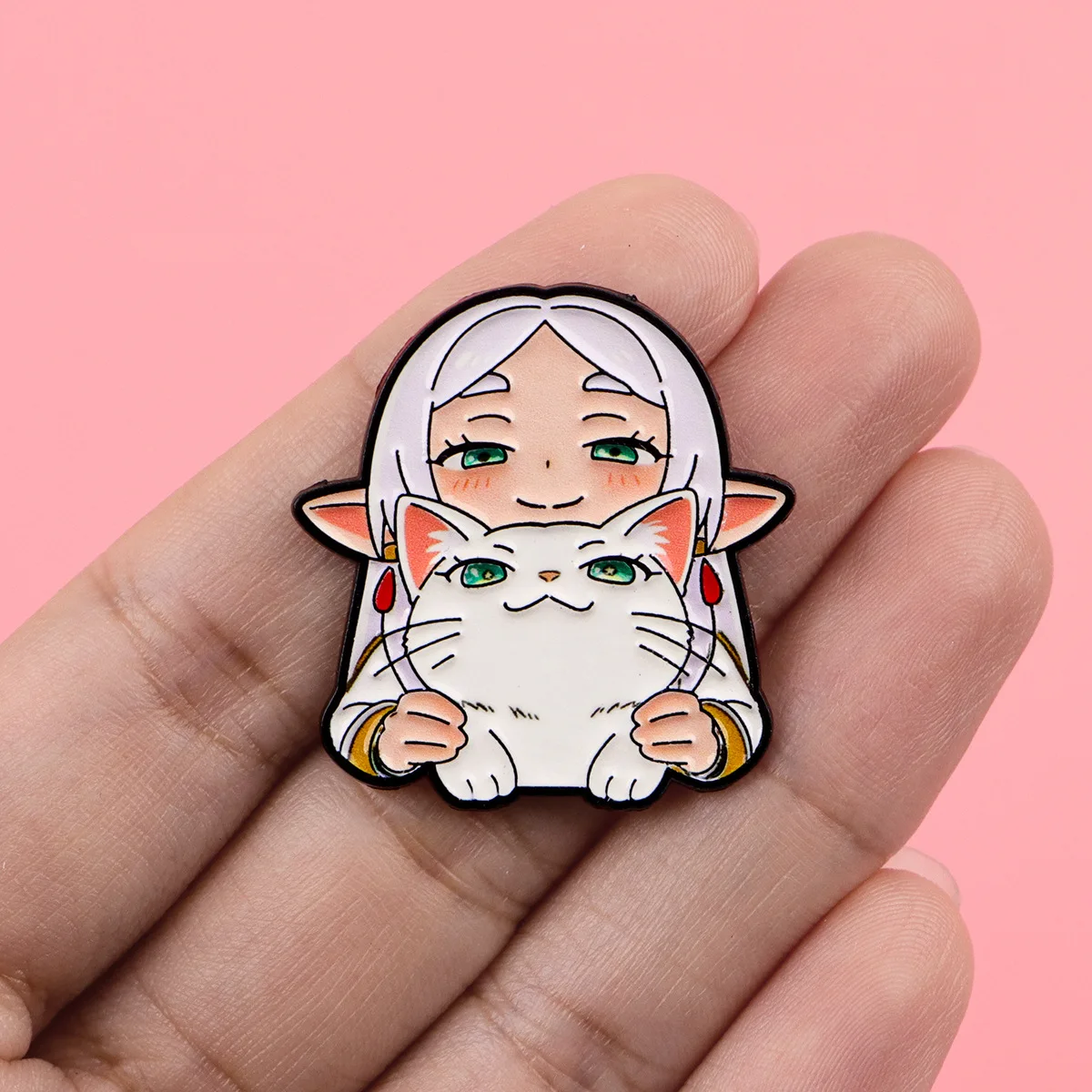 4Pcs/set Cute Cat Enamel Pins Anime Girl Badge on Backpacks Brooches For Jackets Clothing Bag Decoration Fans Collection Gifts view 2