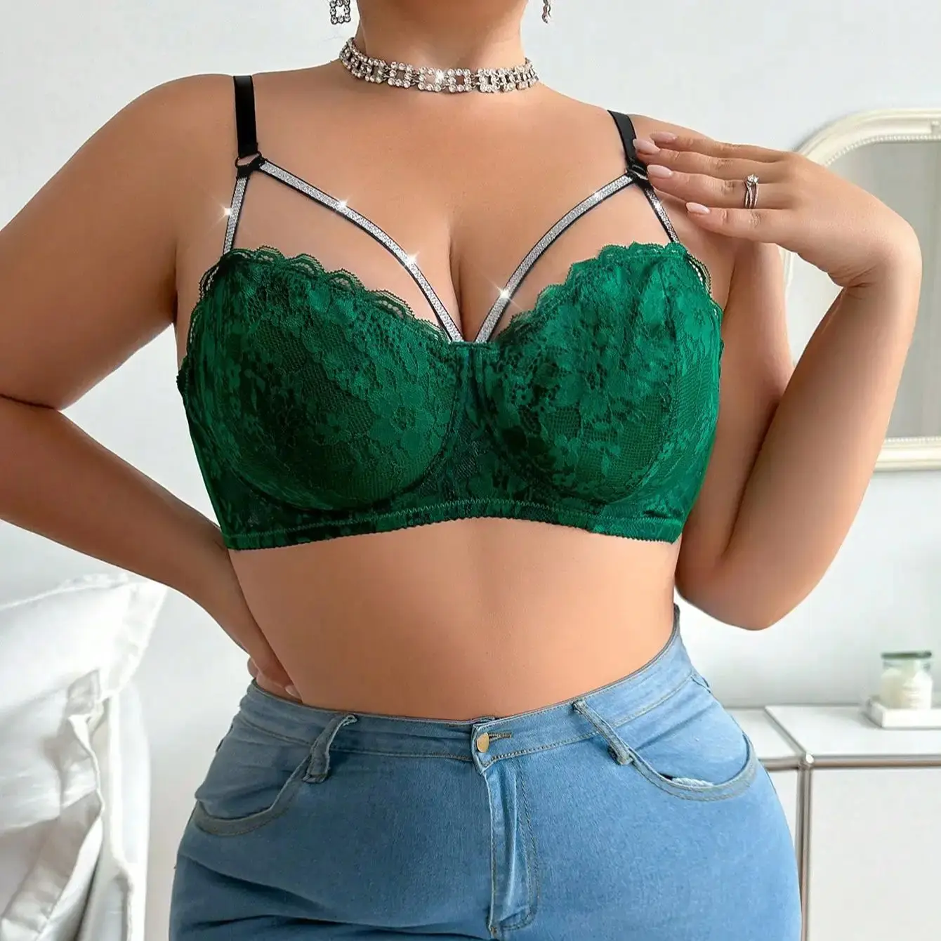 Reggiseno Push-Up Viomisha con biancheria intima con ferretto ad anello in acciaio senza Lingerie di pizzo Sexy imbottita tutti i giorni reggiseno taglie forti