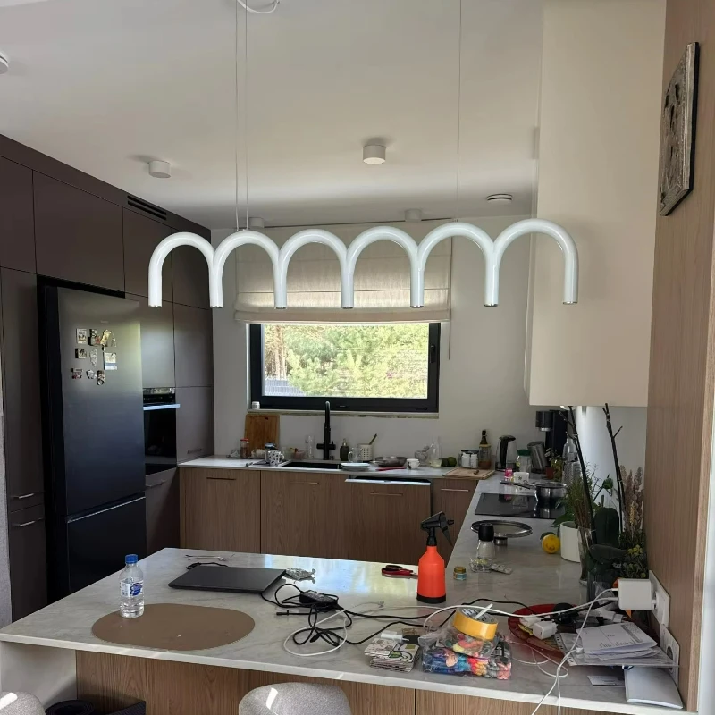 Post- Modern Arch LED Ceiling Chandelier for Coffee Living Room Kitchen Interior Decor Lighting U Shaped LED Pendant Light