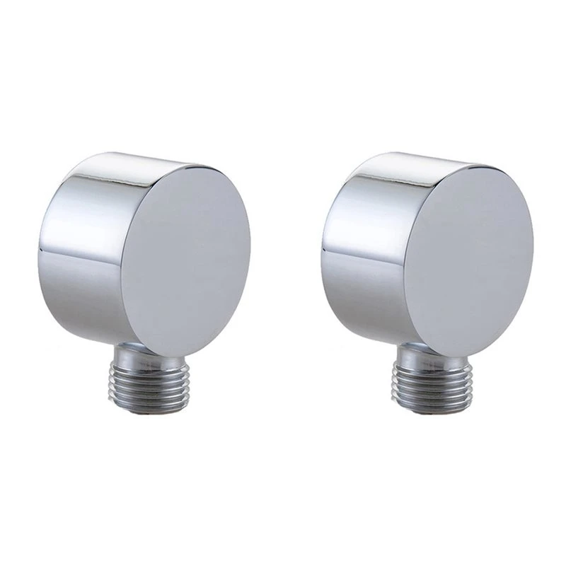 T19C 2X Wall Supply Elbow,Brass Round Wall Mount Shower Hose Connector Accessories G1/2 Inch Water Outlet For Shower - Silver