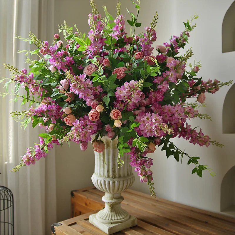 Jacinthe injDelphinium Fleurs Artificielles, Vase De Salon De Mariage, Décoration De Maison, Ornements De Table D'hôtel, Accessoires De Vitrine, 75cm