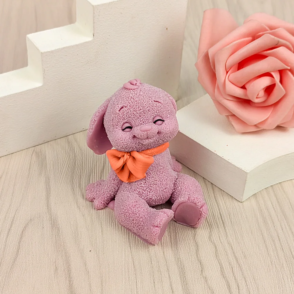 

3D Sitting Rabbit with Bowknot Moulds, Silicone Candle Mold, Soap Molds, Animals, Wedding, Birthday, Valentine's Day, DW0407