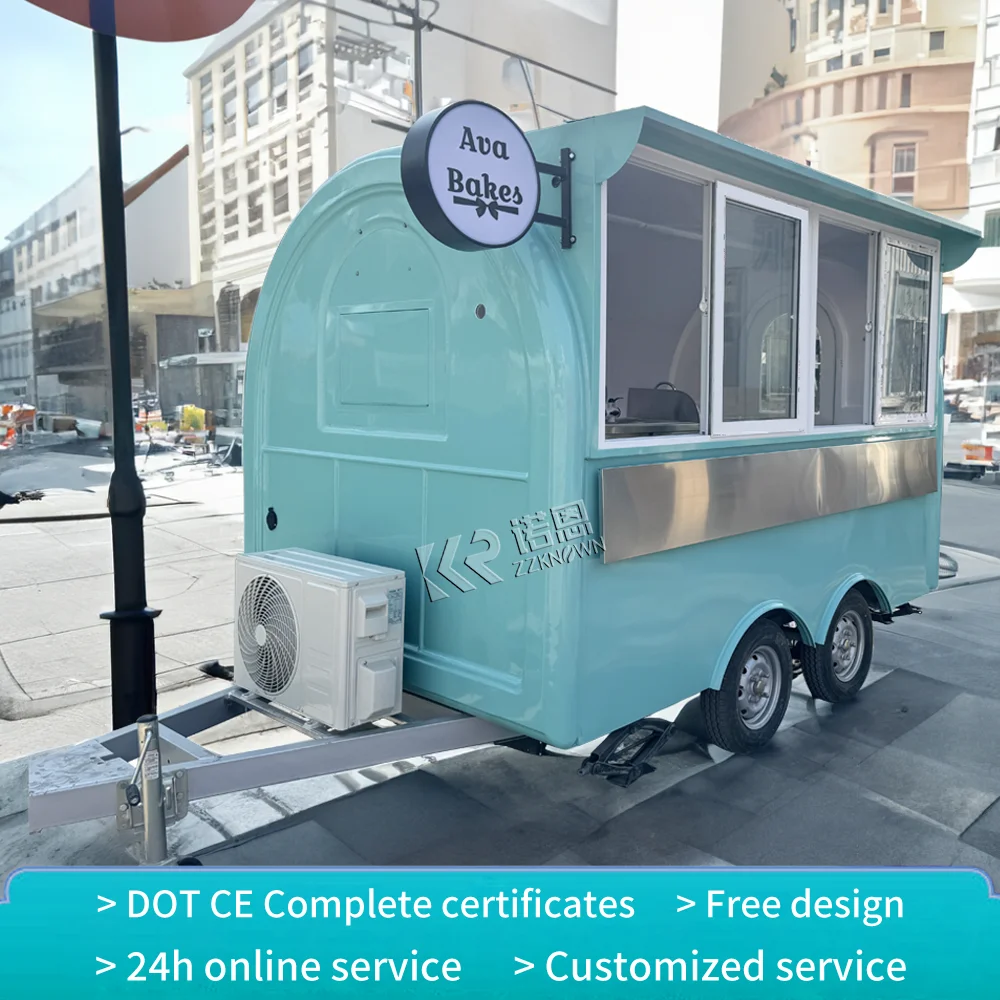 Mobile Street Food Cart Trailer Concession Au Usa Customized Milk Tea Pizza Truck with Hood Fridge Hot Dog Burger