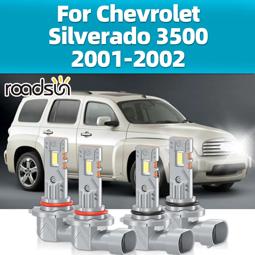 

2/4 шт. автоматические светодиодные фары 6000K для Chevrolet Silverado 3500 2001 2002 белые 30000LM дальнего и ближнего света автомобильные передние фары 12 В