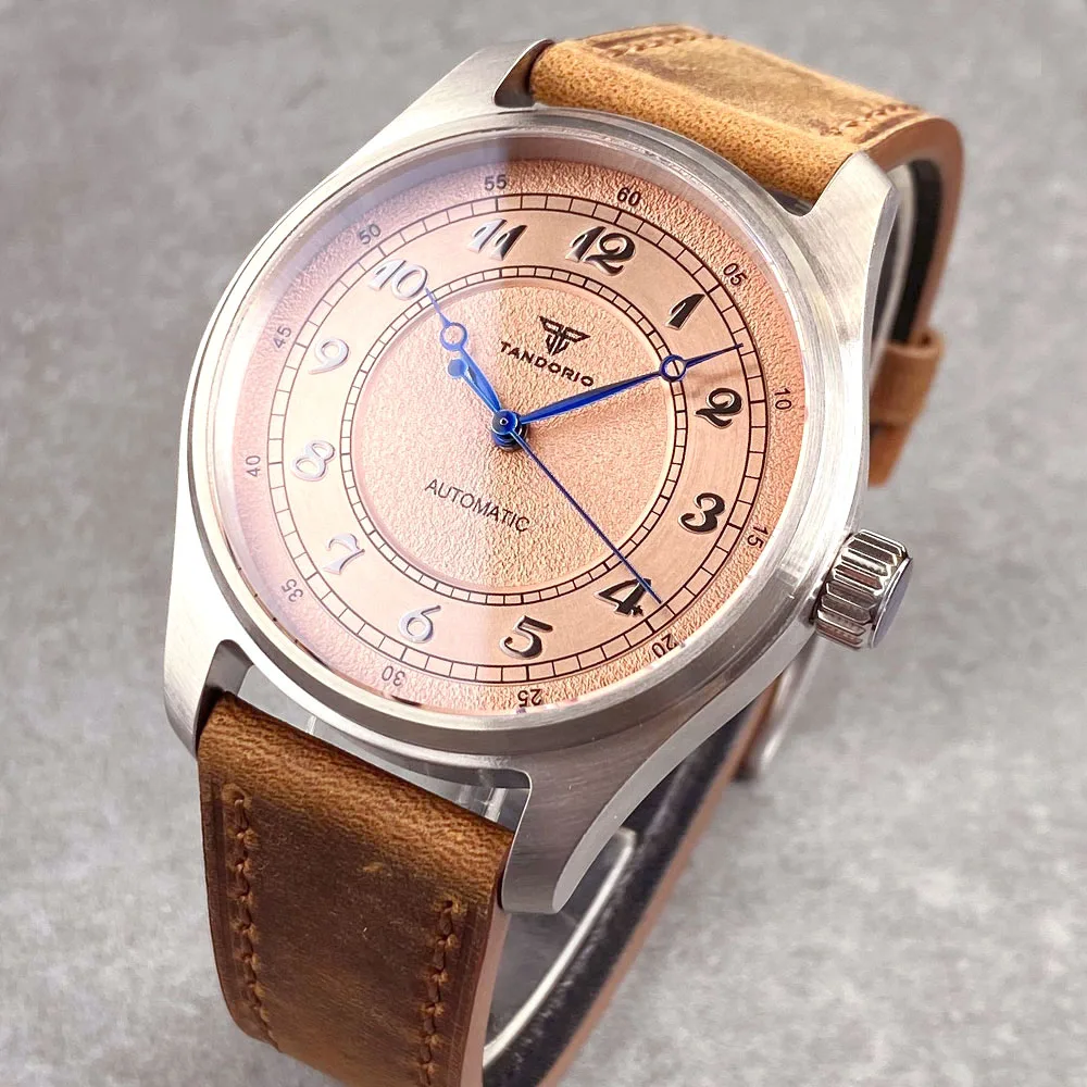 39MM Vintage CuSn8 Real Bronze Vintage Pilot Wristwatch poker blue hands NH35AA PT5000 Dive Mechanical Watch Men 20bar