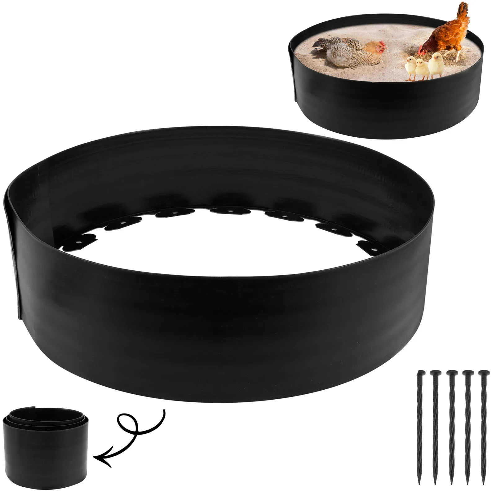 Chicken Dust Bathtub Bottomless PE Chicken Sand Bath Container Adjustable Chick Coop Accessories for Farm Poultry for Chicken
