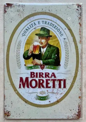 BIRRA MORETTI ITALIAN BEER METAL PLAQUE SIGN BAR MAN CAVE PUB CAFE 20x30cm