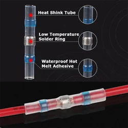 30pcs Heat Shrink Tube Solder Ring Terminal Insulation Waterproof Wiring Terminal Wire Docking Heat Shrink Quick Terminal