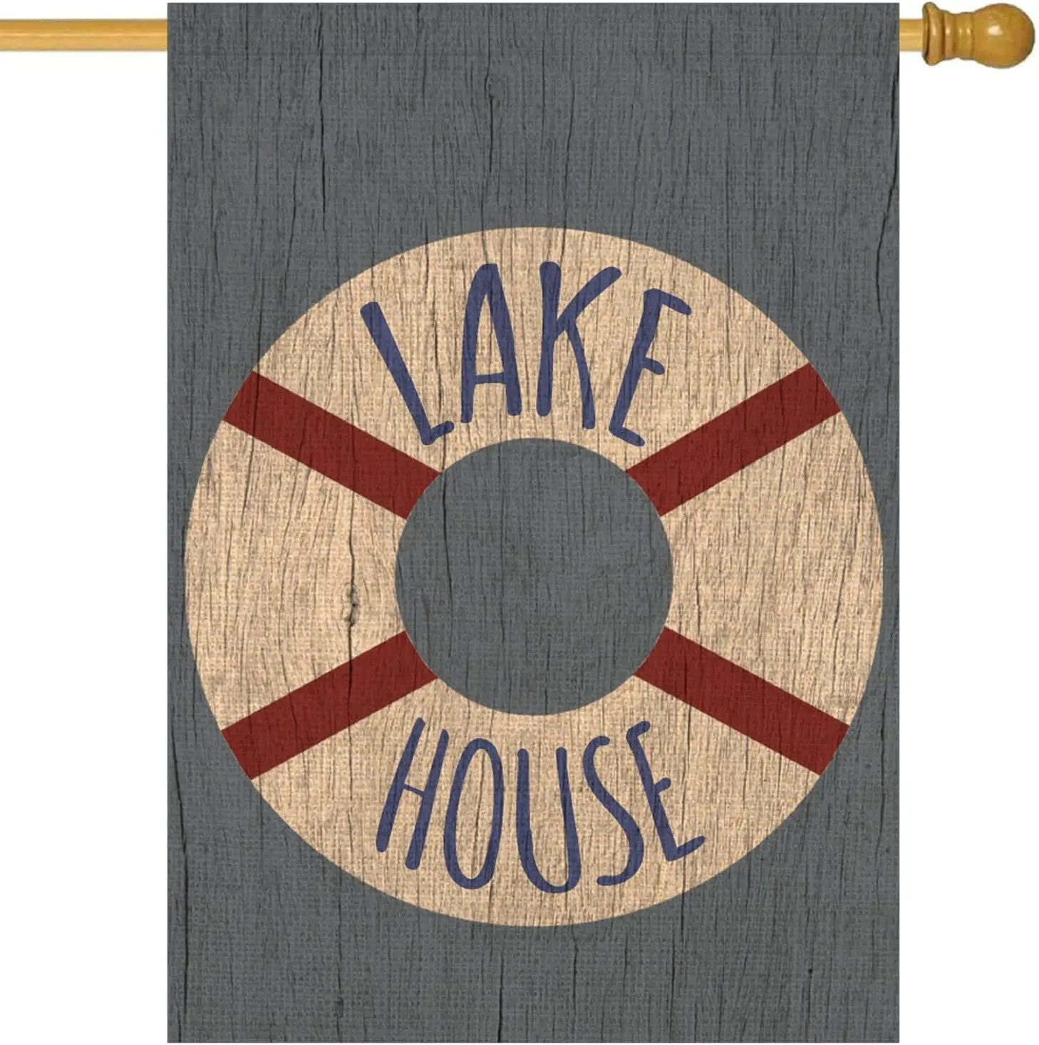 Fukeen Lake House Flag 28x40 Inch Vintage Summer Coastal Nautical Life Buoy Ocean Rustic Farmhouse Holiday Decorations Large EEZ
