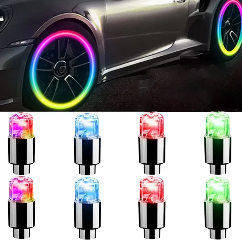 

2PCs LED Strobe Tire Valve Cap Lights Popular Colorful Car Motorcycle Wheel Tyre Flash Neon Light Auto Moto Accessories Exterior