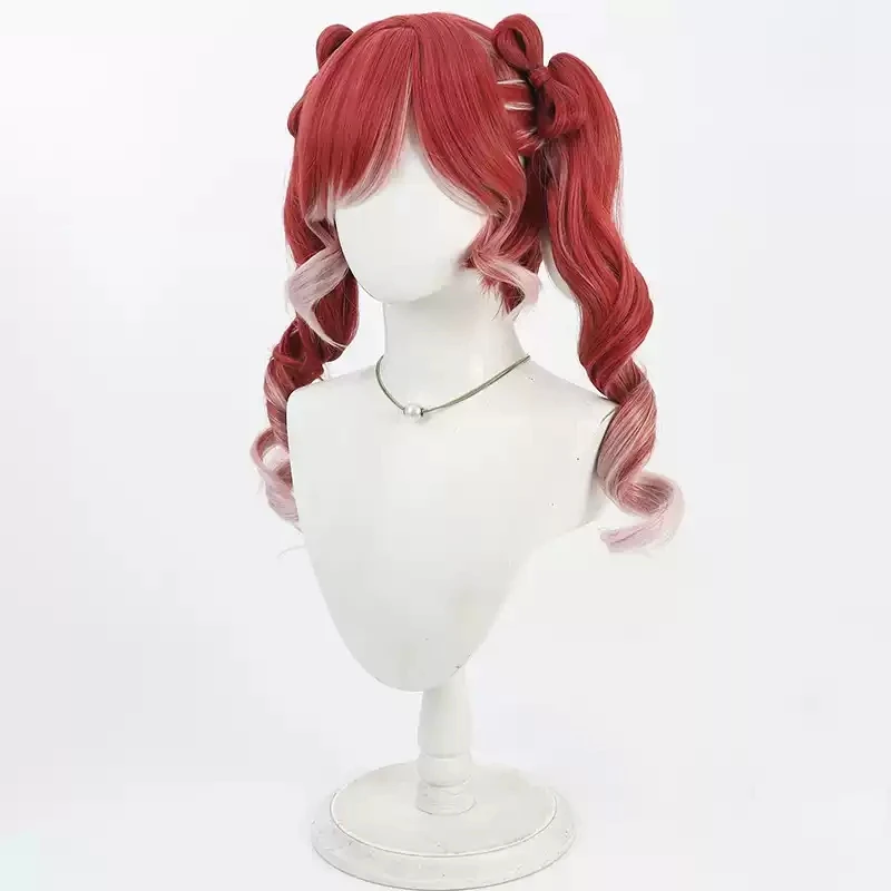 Hololive Girls Youtuber VTuber Houshou 해양 코스프레 가발 긴 직선 포니 테일 합성 머리 역할 놀이 + 가발 모자