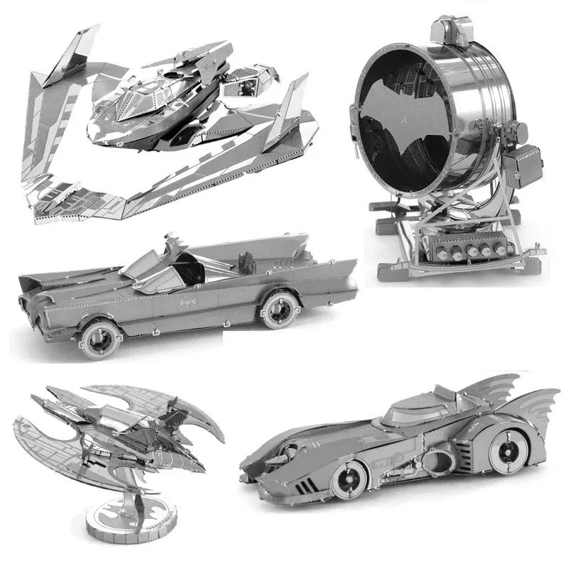 DIY Mini Mnaual 3D Metal Puzzle Bat Supercar Spaceship Metal Detector Model Assemble Jigsaw Toys Children Education Collection