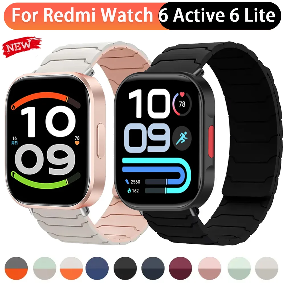 Sports Silicone Magnetic Strap for Redmi Watch 6 Active 6 Lite 6 5 4 Bracelet Wristband Xiaomi Mi Band 10 Pro 9 Pro 8 Pro Correa