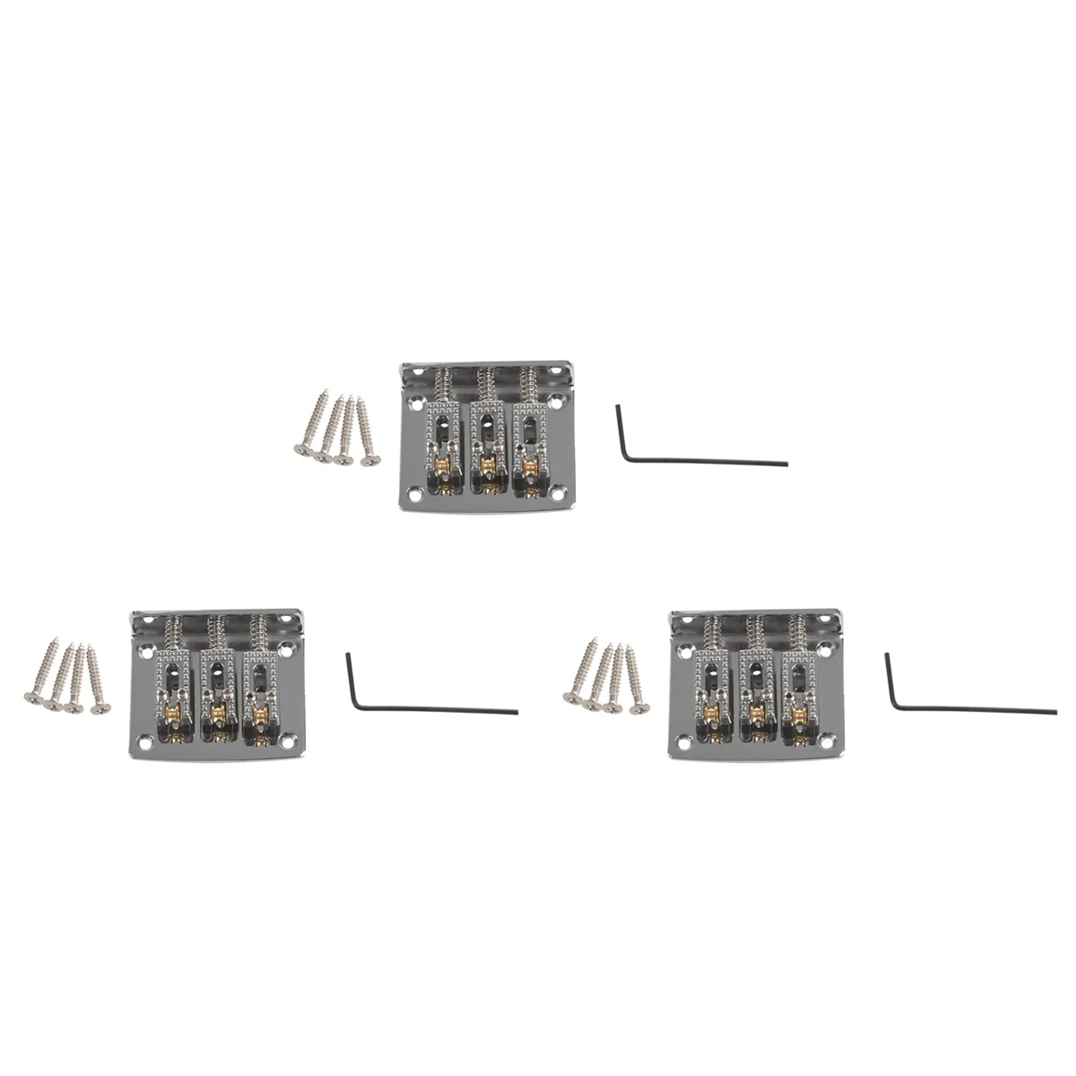 N18R 3X 3 String Guitar Ball String Bridge Bridge Pull String Hard Tail Guitar Bridge Tail 3 String Guitar Replacement Silver