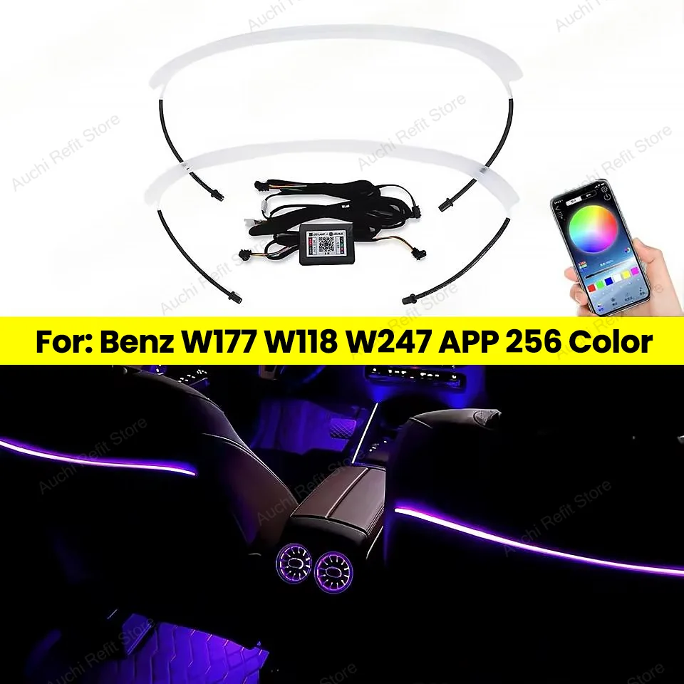 256 Colors LED Seat Back Lamp Backrest Ambient Light For Mercedes Benz W177 W118 W247 A B Class APP Control Decoration Lamp