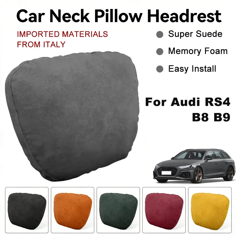 

Italy Suede Car Neck Rest Pillow For Audi RS4 B8 B9 Seat Head Neck Support Cushion Auto Interior Accessories