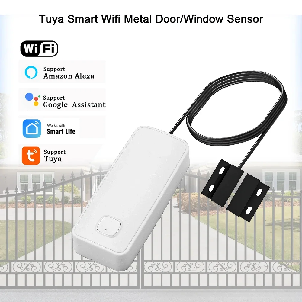 Tuya WIFI Smart Door Window Magnetic Sensor Security Alarm Open Closed Detector for Anti-theft Door Iron Rolling Door Iron Gate