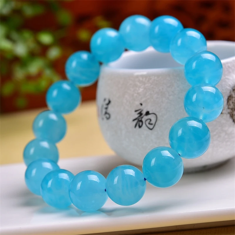 13MM Natural Amazonite Bracelet Healing Fengshui Handmade Crystal Quartz Jewelry Stretch Children Birthday Gift 1PCS