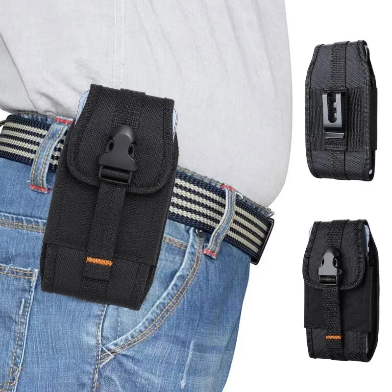 Men Vintage Small Tactical Phone Pouch with Buckle Outdoor Sports Credit Card Holder Waist Belt Clip Bag Protable Carrying Case