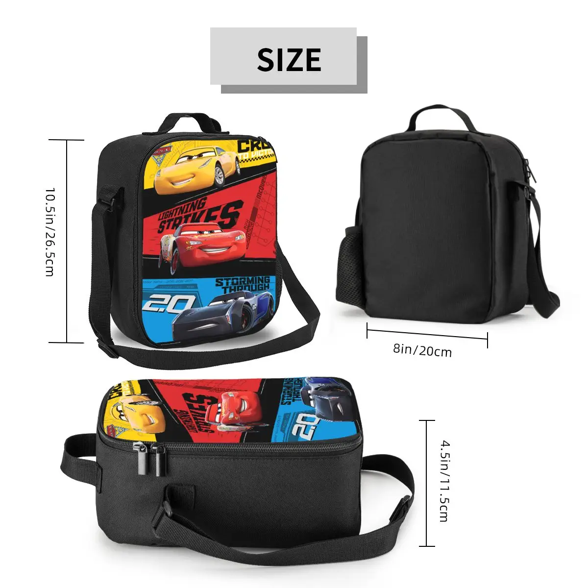 Custom Cars Racer Lightning McQueen Lunch Bag Men Women Warm Cooler Insulated Lunch Boxes for Kids School Children