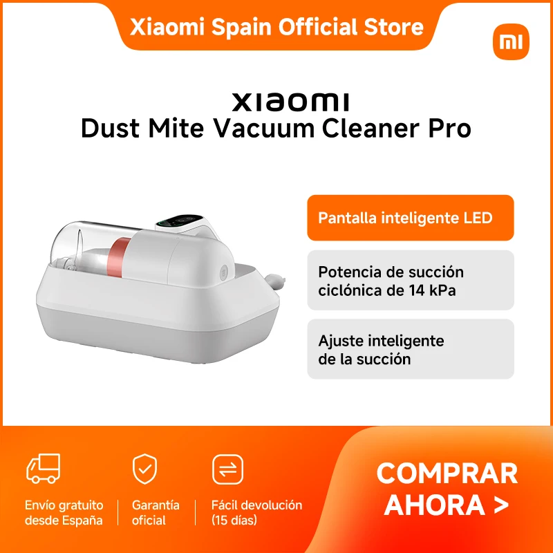 Oficial | Xiaomi Dust Mite Vacuum Cleaner Pro, Potencia de succión ciclónica de 14 kPa, Pantalla inteligente LED, Ajuste inteligente de la succión