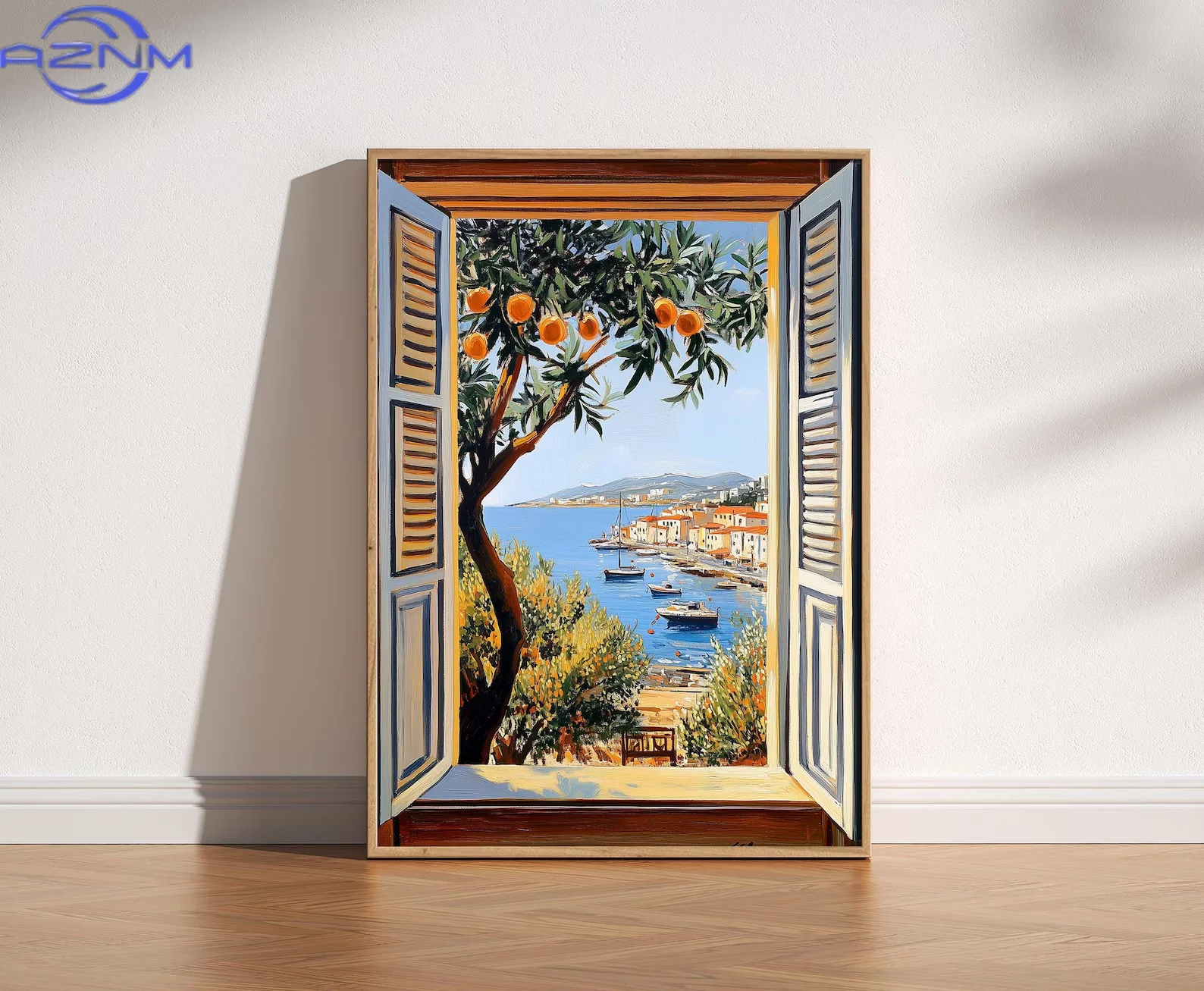 AZNM Open Window Henri Matisse Print Fauvism Style Modern Artwork Mediterranean Sea Orange Tree Theme for Home Decor