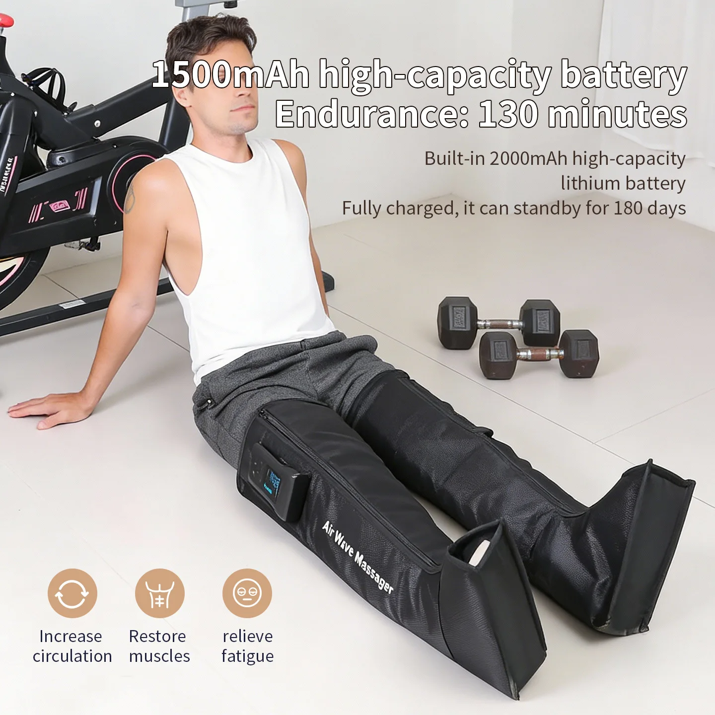 Leg Massager With Five Sets Airbag Full Wrapped Surrounding Simulated Human Air Wave Massage for Foot & Calf Comfortable Relax