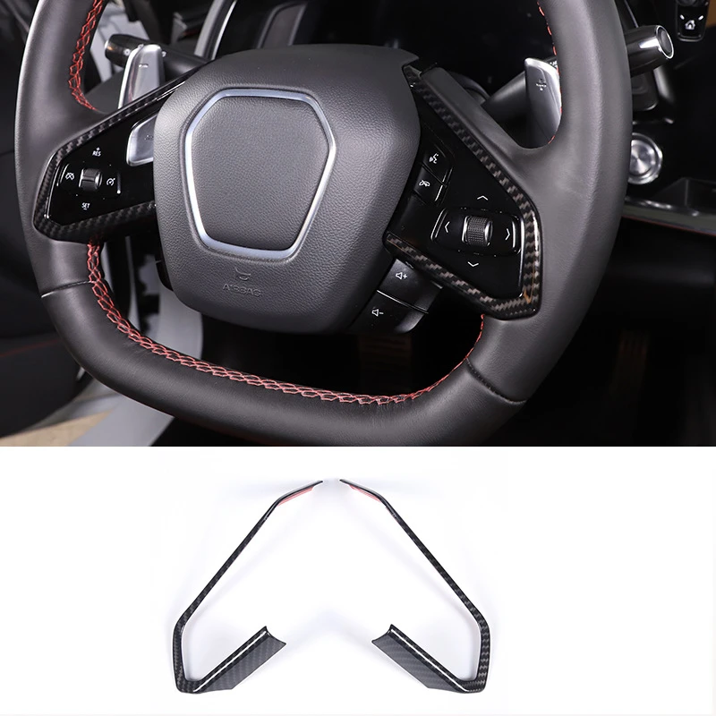 

Steering Wheel Button Frame for 2020-2023 Corvette C8 ABS Carbon Fiber Texture 2-Piece Set car accessories interior