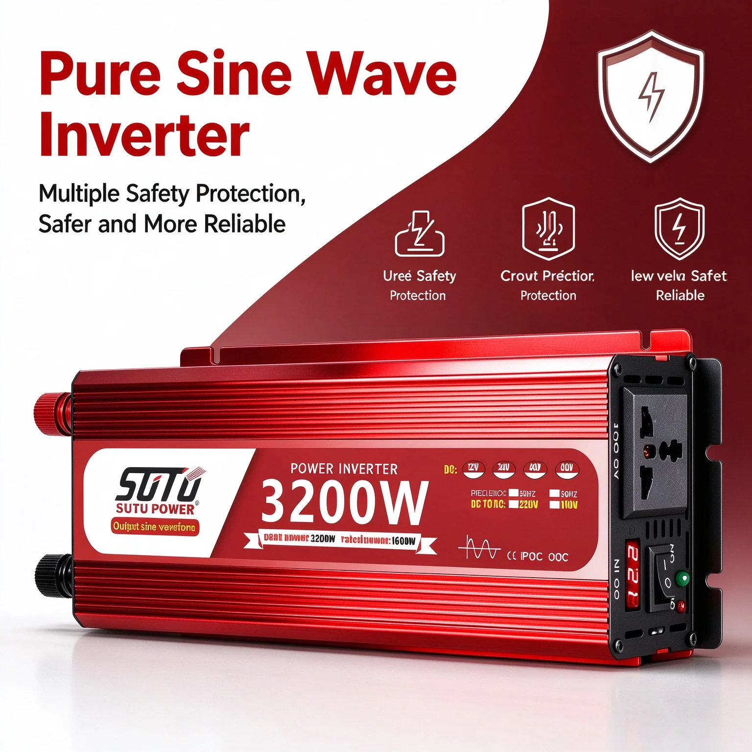 Inverter 12v 220v Pure Sine Wave  3200W DC 12v 24V To AC 220V 110V Portable Power Supply Converter Car Solar Inverter Universal