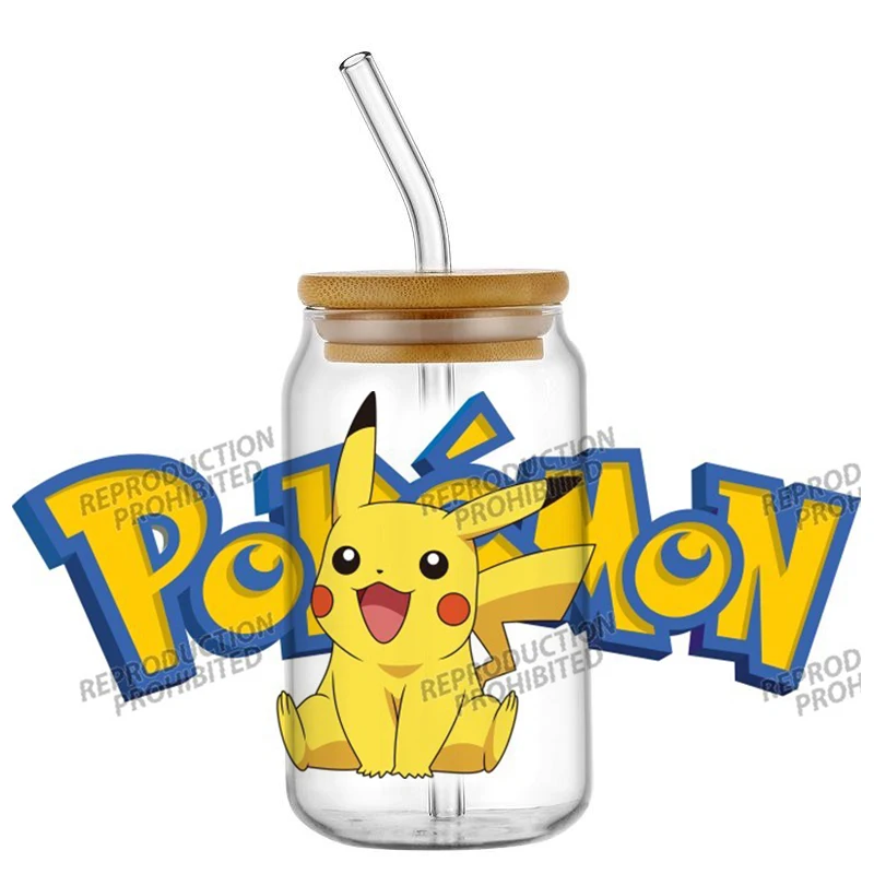 

Pokemon Pikachu gifts DIY Cartoon 16oz UV DTF Cup Wrap Transfers Stickers Decorate Mugs Beer Can Bottle Libbey Glass