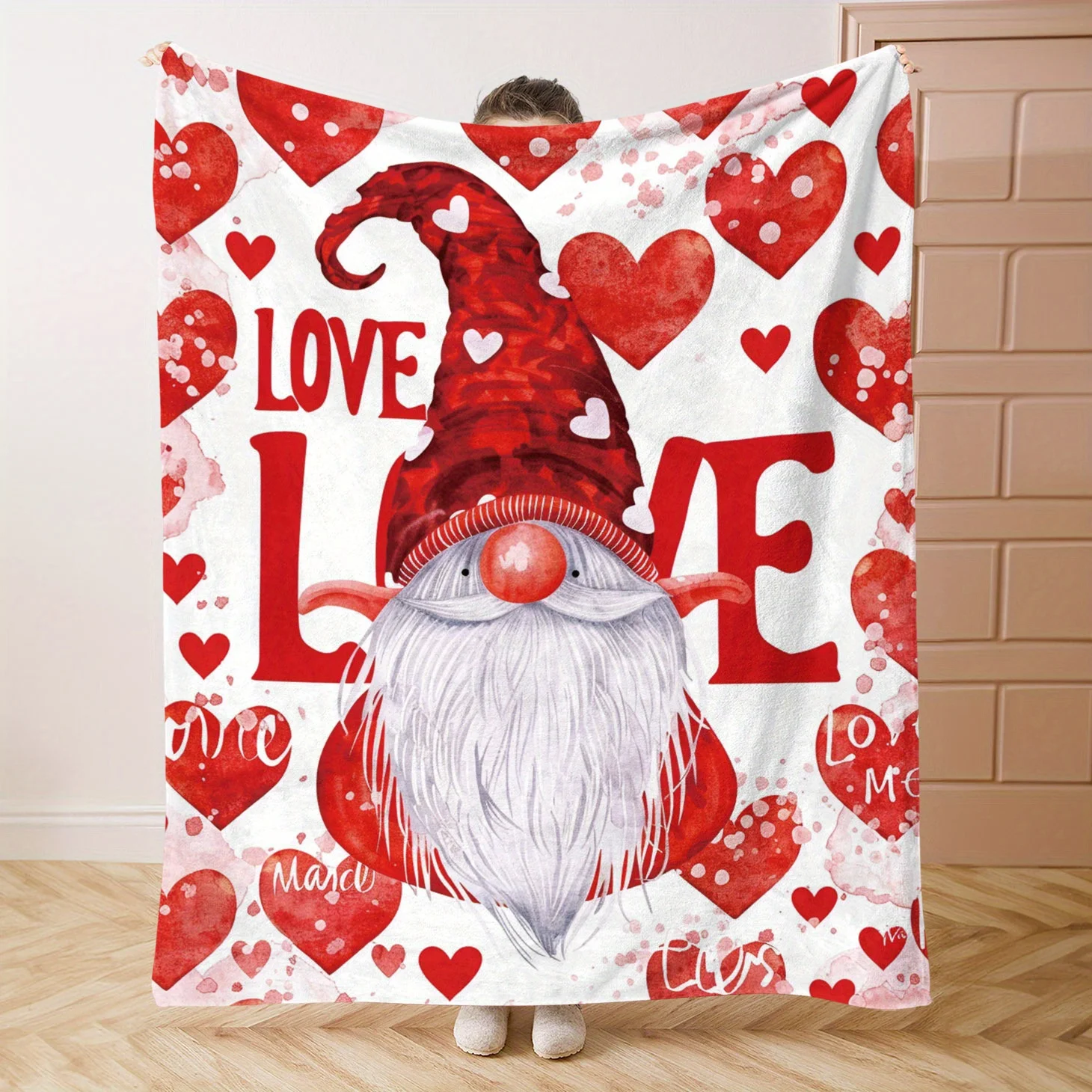 Snuggle-Ready Love Dwarf Flannel Blanket - Soft, Warm & Lightweight For Every Season