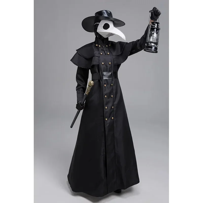 Robe à Capuche Médiévale d'Halloween pour Homme, Costume de Médecin de la Pandémie, Masque, Chapeau, Moine, Cosplay, Steampunk, Prêtre, Horreur, Magicien, EverakW & C @, SN66