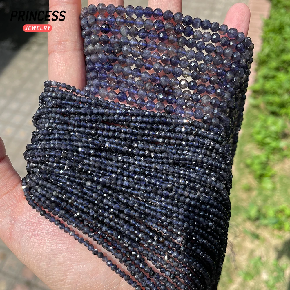 A ++ الياوليت الطبيعي الأوجه الخرز 2 مللي متر 4 مللي متر فضفاض الخرز لصنع المجوهرات أساور قلادة بالجملة DIY بها بنفسك اكسسوارات