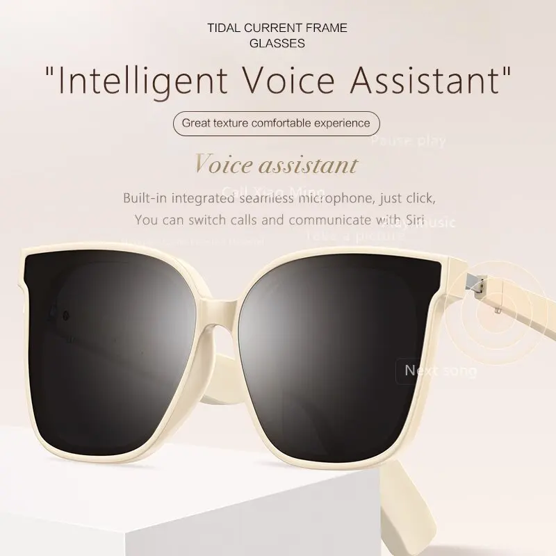 Vintage Square Sunglasses Women Oversized Sunglass Men Retro Black Sun Glasses Shades Goggle UV400 smart bluetooth glasses