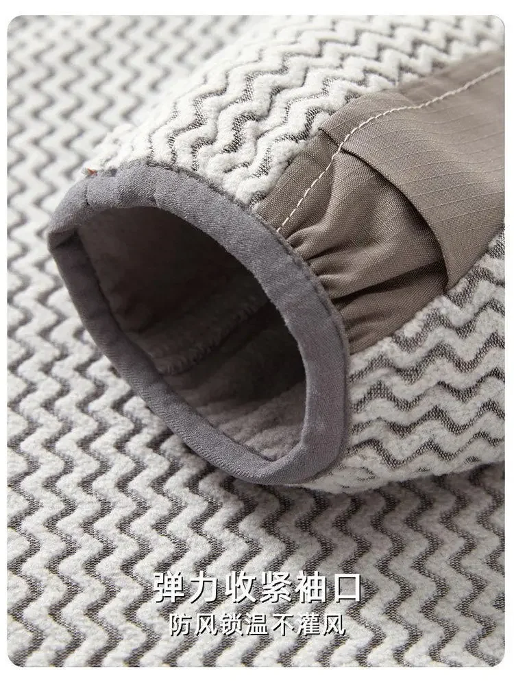 Unisex Herbst-Winter Outdoor-Fleecejacke - Warmer Mantel mit Wellenmuster und Sherpa-Futter für Paare – Detail 14