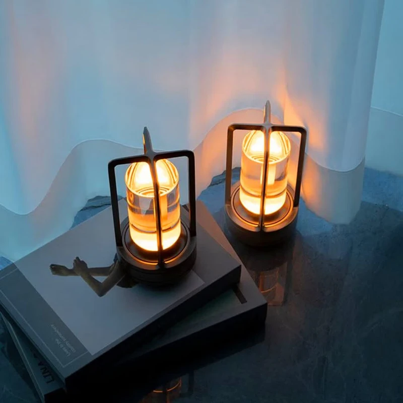 Bar ambient light Western restaurant bar decoration small table lamp retro lamp Bedroom bedside warm light night light charging