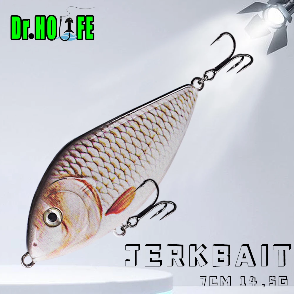 

Dr.Holife 1PCS Jerkbait 7CM 14.5G Artificial Bait Hard Plastic Seabass Fishing Lure Saltwater Sinking Rattles Slider Bass Lures