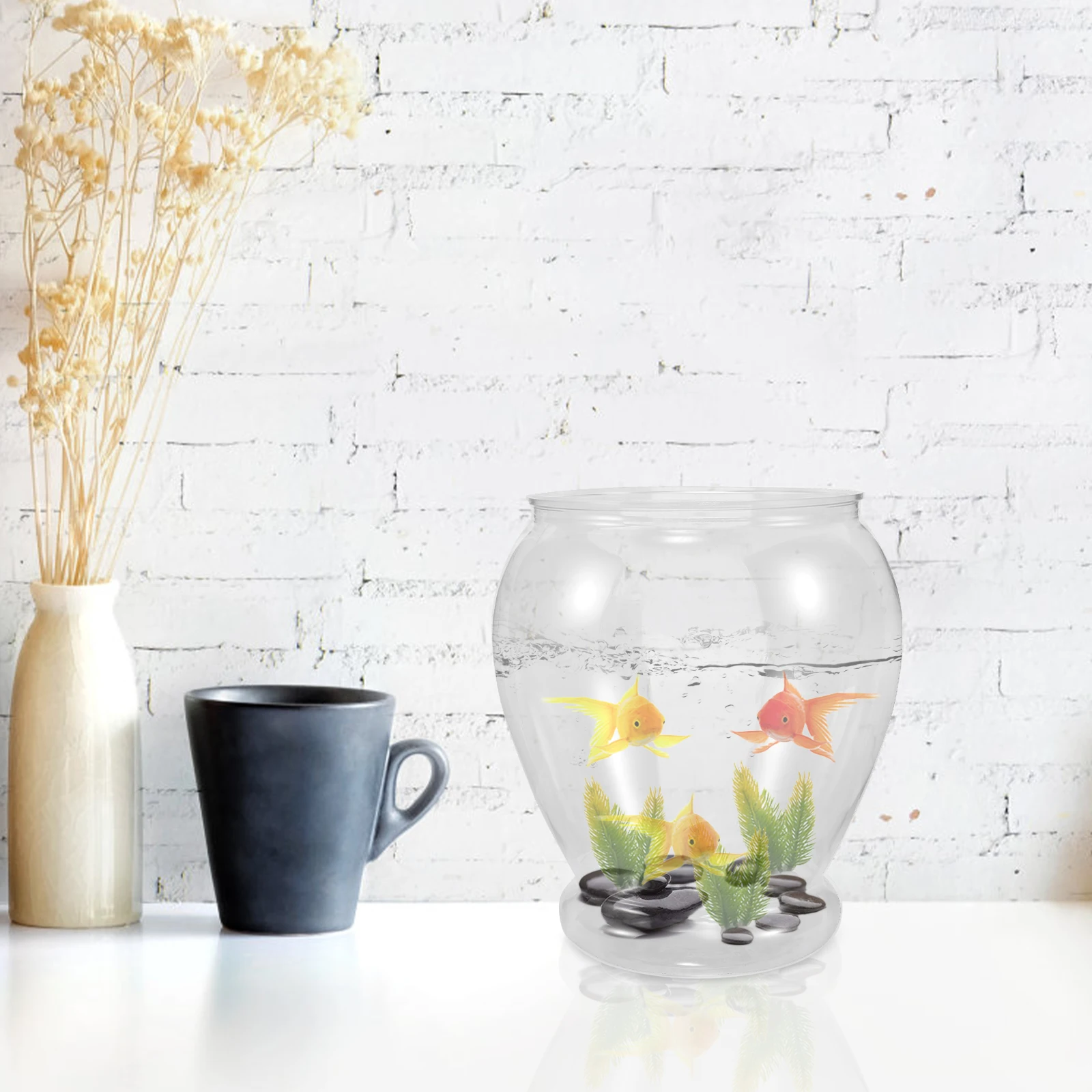 

Plastic Goldfish Tank Office Transparent Desktop Decoration Aquarium Hydroponic Bowl