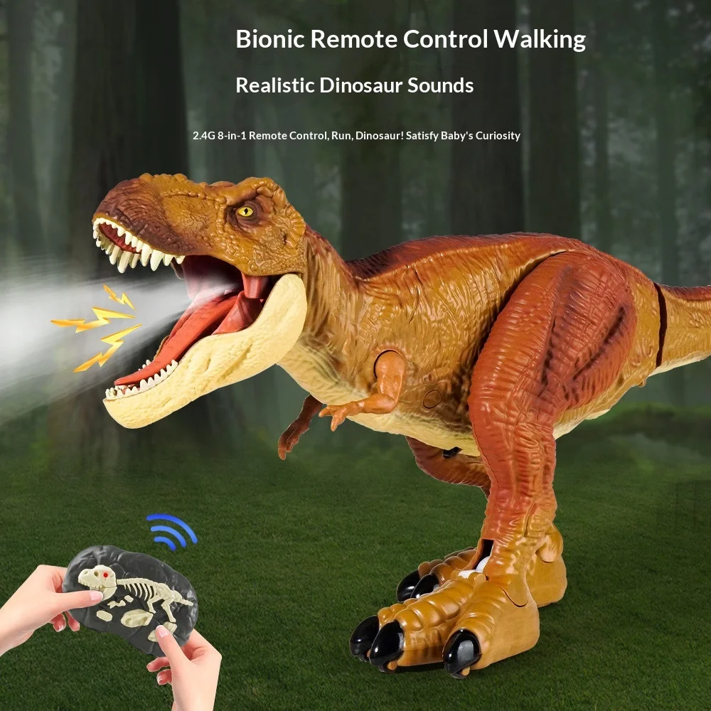 Remote Control Dinosaur Toy Tyrannosaurus Rex Jurassic Large Size Realistic Walking Model 24Ghz Roar Sound Effect Spray