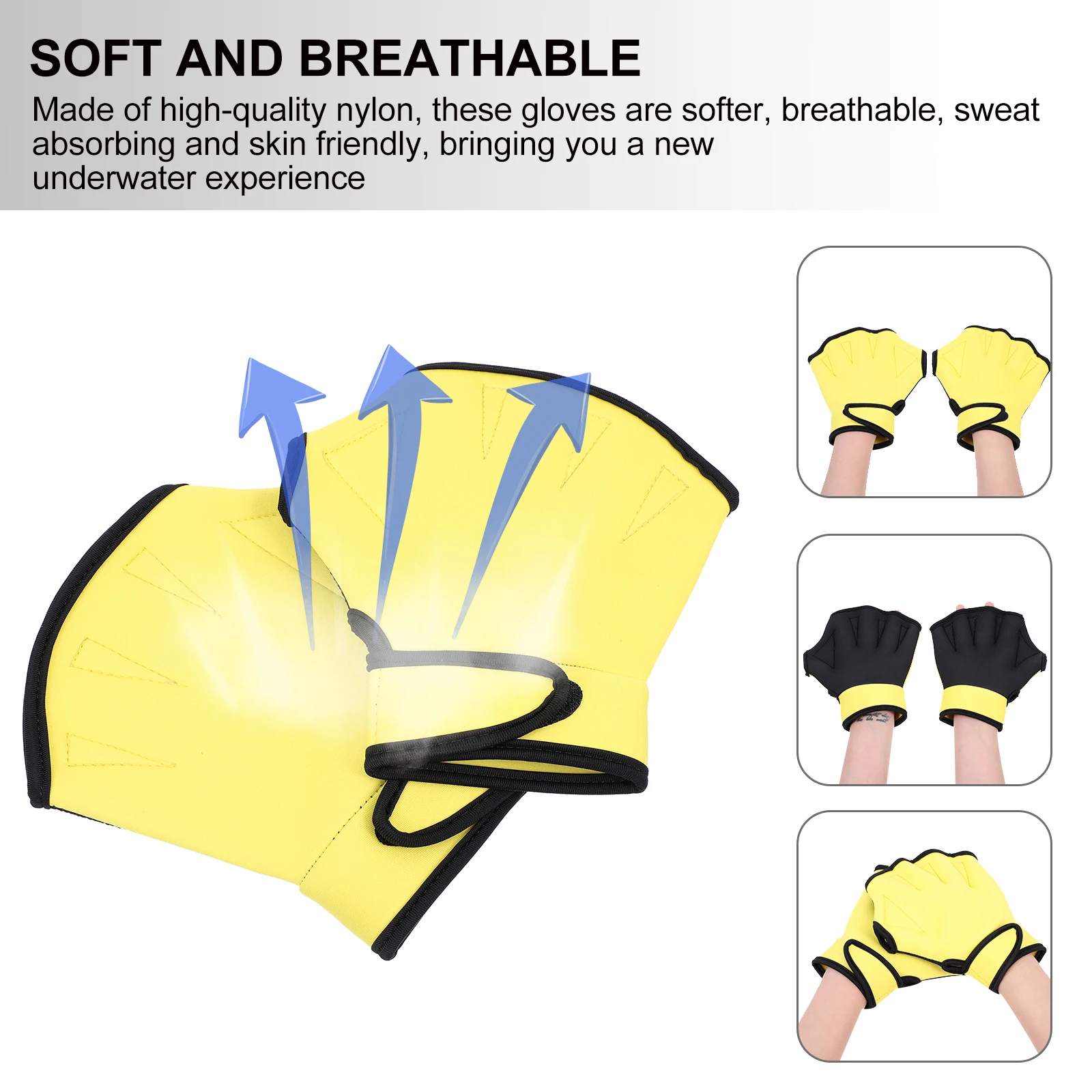 

Waterproof Embossed Swimming Gloves Webbed Pool Exercise Diving Nylon Anti Wear Resistant for Water Fitness Diving