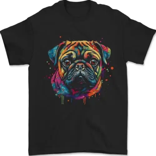 

A Colourful Pug Dog Mens T-Shirt 100% Cotton