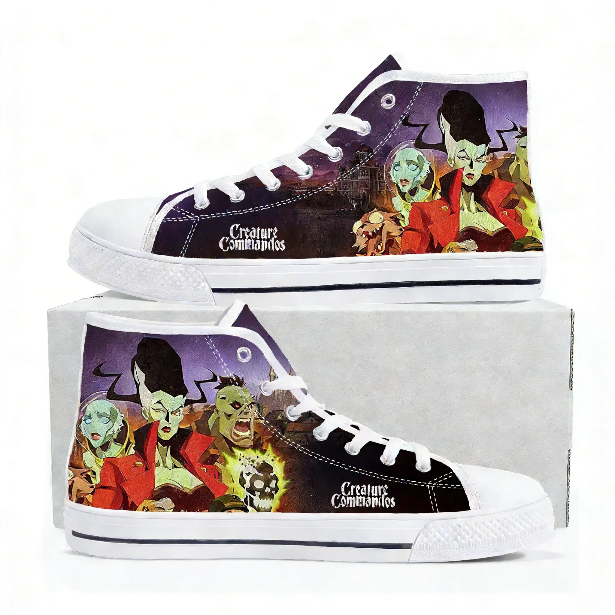 

Кроссовки Creature Commandos High Top высокого качества для мужчин, женщин и подростков, модные повседневные кеды с принтами, обувь на заказ
