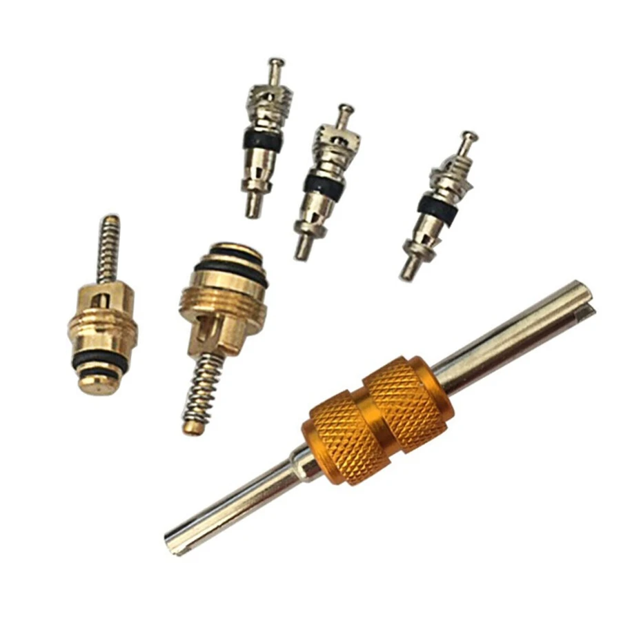 L96A 11PCS Universal AC R134A Service Port Valve Dust Cap Air Conditioning Valve Core Remover Installer Tool Kit