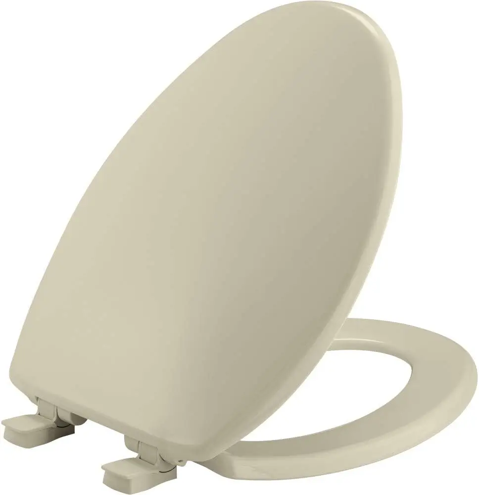 

Slow Close Elongated Toilet Seat with Easy Clean Hinges, Durable Plastic Made in USA, Bone Color